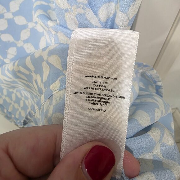 Michael Kors Blue & White Sleeveless Tank Blouse XL | Print Top - Picture 6 of 16